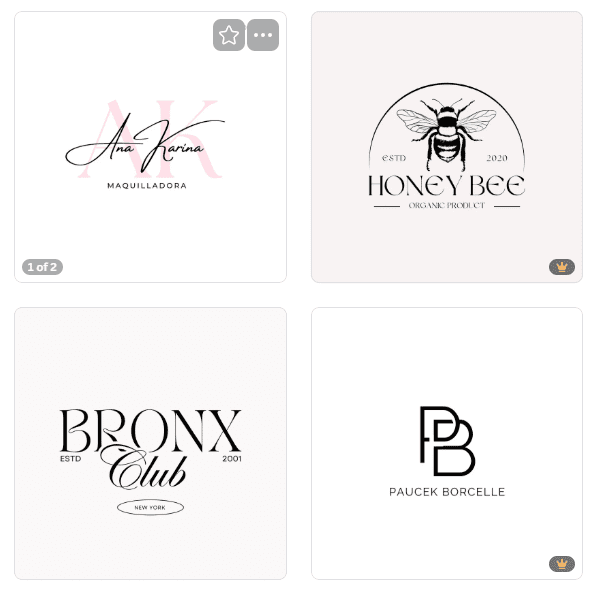 This picture shows all the basic logos that you can create on canva. These canva logos look like everyone else's trying to DIY their business brand/logo. We need to fix that. Hiring a brand designer, that thinks about strategy and also looks.